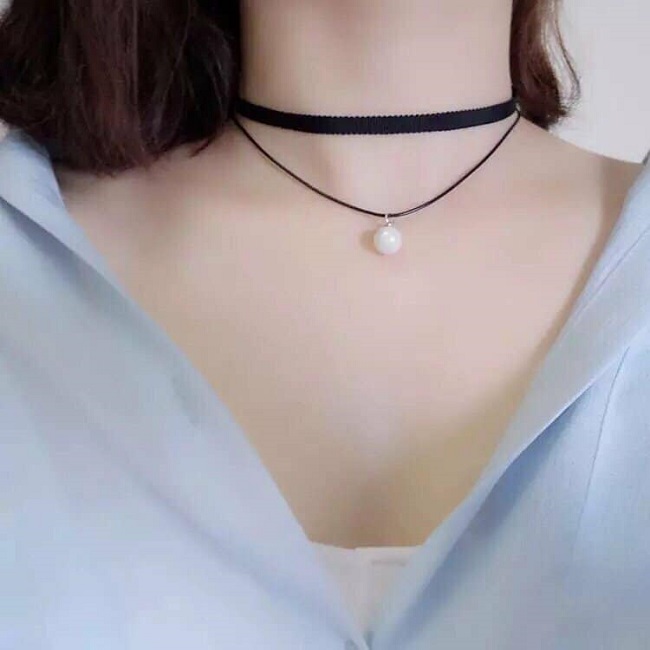 Vòng cổ choker bằng vải buộc dây